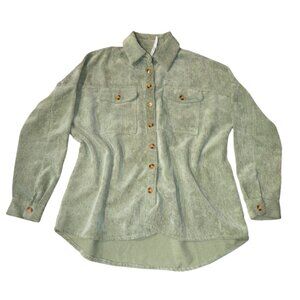 Green Corduroy Shacket Shirt Jacket Women’s Small Lightweight Fall Layer